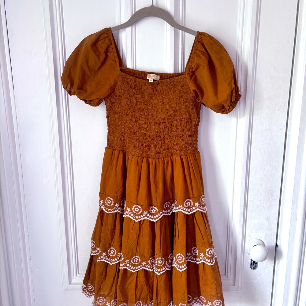 Women’s Rebellion Again Cap Sleeve Square Neck Shirred Top Ruffled Tiered Mini
